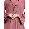 Front open abaya with piping work- Puce Pink Front open abaya with piping work- Puce Pink